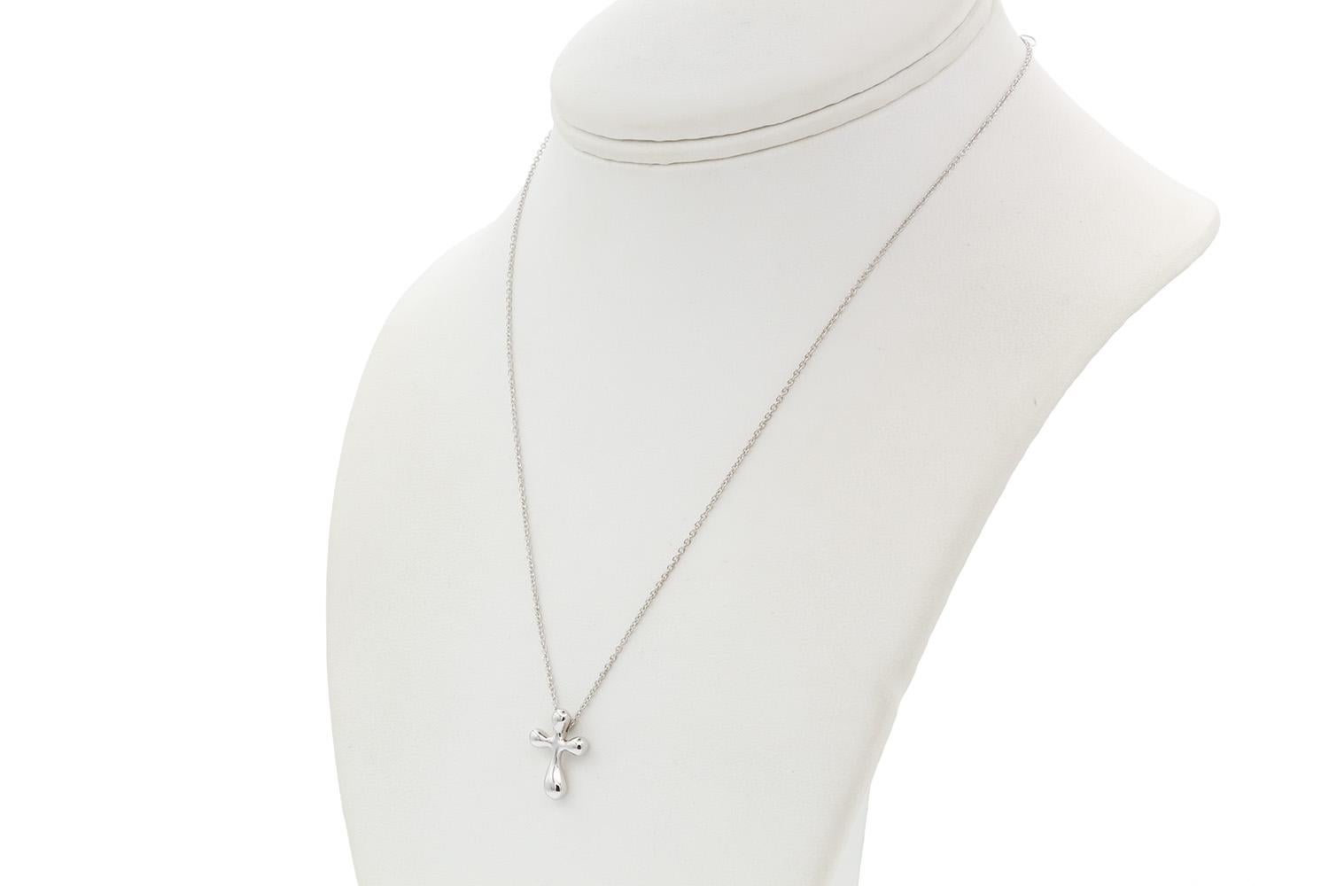 Tiffany & Co. Elsa Peretti Platinum Cross Pendant Necklace 9
