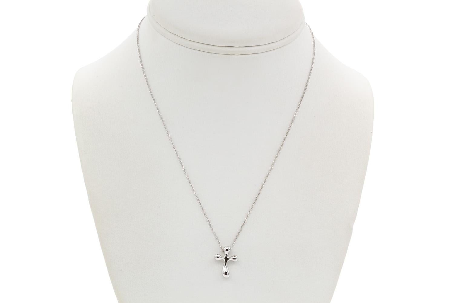 Tiffany & Co. Elsa Peretti Platinum Cross Pendant Necklace 10