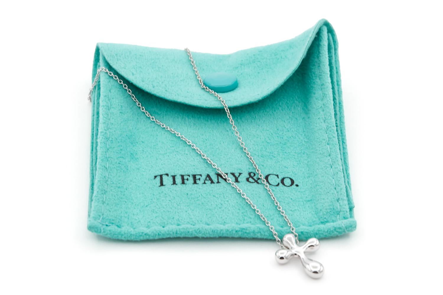 Tiffany & Co. Elsa Peretti Platinum Cross Pendant Necklace 11