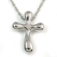 TIFFANY & Co. Elsa Peretti Platinum Cross Pendant Necklace