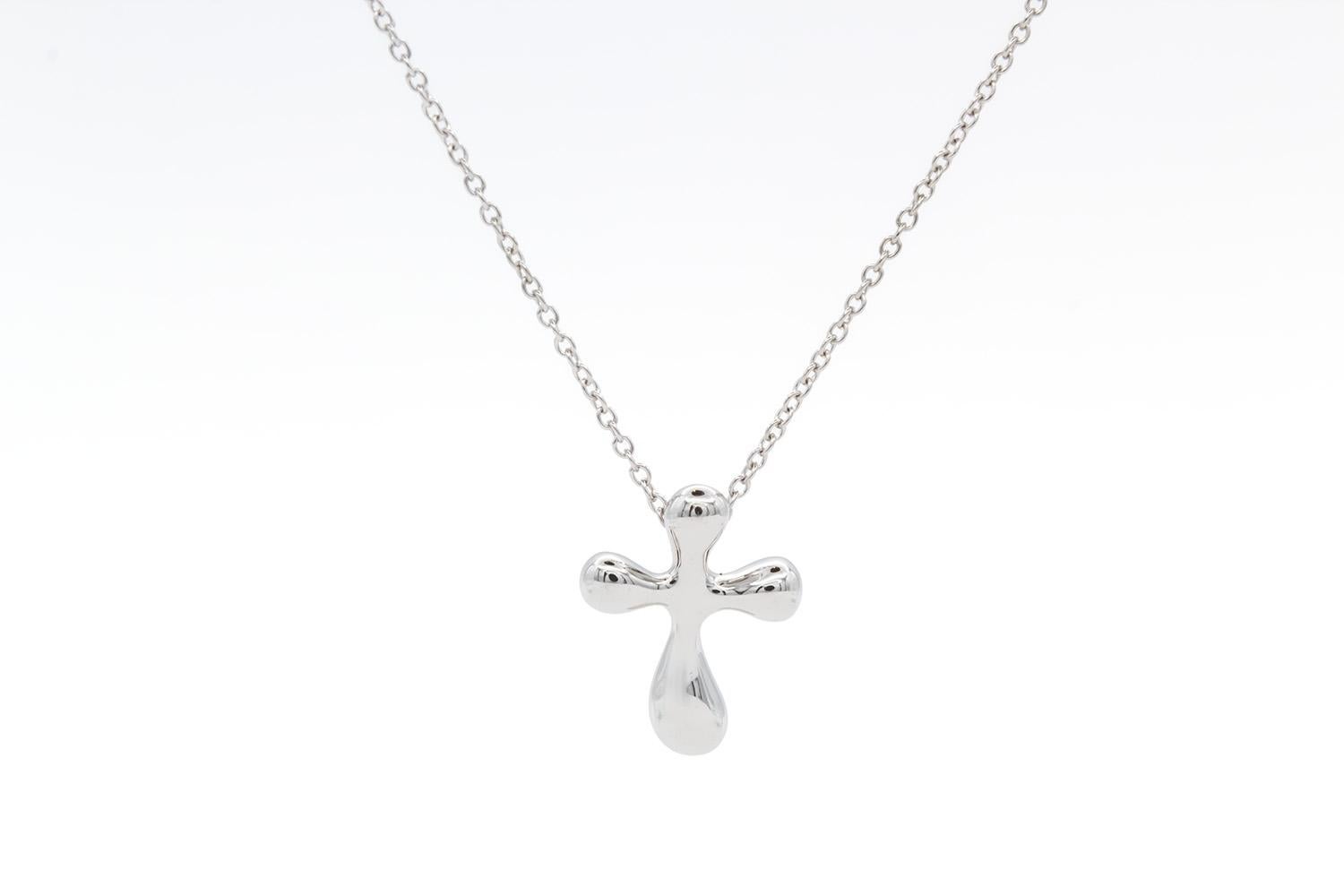 Tiffany & Co. Elsa Peretti Platinum Cross Pendant Necklace For Sale 1