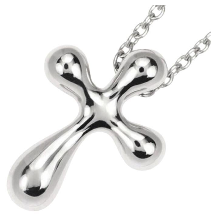 TIFFANY & Co. Elsa Peretti Platinum Cross Pendant Necklace For Sale