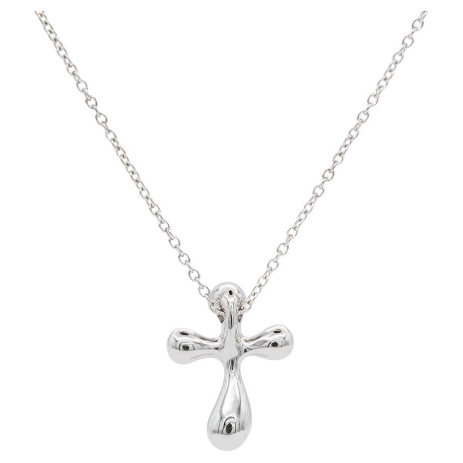 Tiffany & Co. Elsa Peretti Platinum Cross Pendant Necklace For Sale
