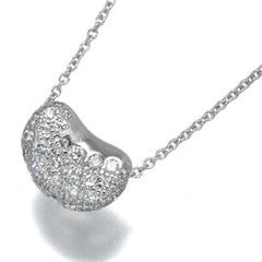 TIFFANY & Co. Elsa Peretti Platinum Diamond 11mm Bean Pendant Necklace