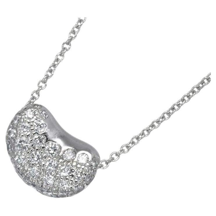 TIFFANY & Co. Collana con ciondolo a forma di fagiolo con diamante da 11 mm di Elsa Peretti in platino