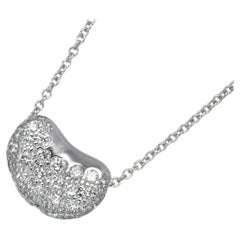 TIFFANY & Co. Elsa Peretti Platinum Diamond 11mm Bean Pendant Necklace