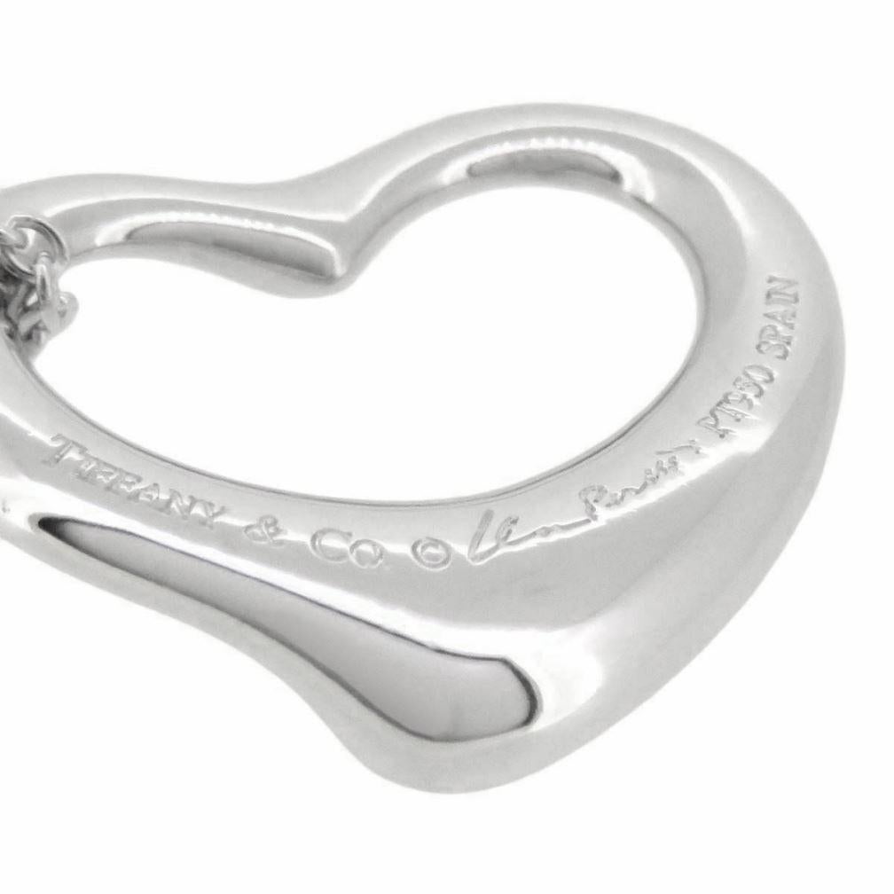 TIFFANY & Co. Elsa Peretti Platinum Diamond 16mm Open Heart Pendant Necklace In Excellent Condition In Los Angeles, CA