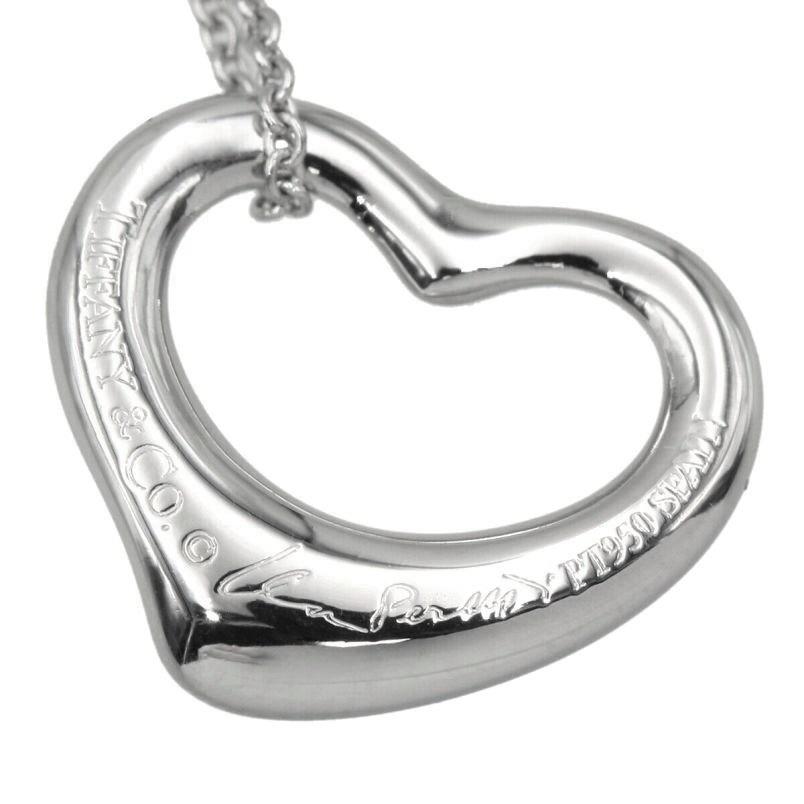 Women's TIFFANY & Co. Elsa Peretti Platinum Diamond 16mm Open Heart Pendant Necklace For Sale