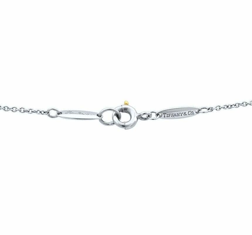 TIFFANY & Co. Elsa Peretti Platinum Diamond 16mm Open Heart Pendant Necklace For Sale 1