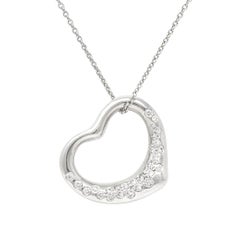TIFFANY & Co. Collar Colgante Corazón Abierto Elsa Peretti Platino Diamante 22mm