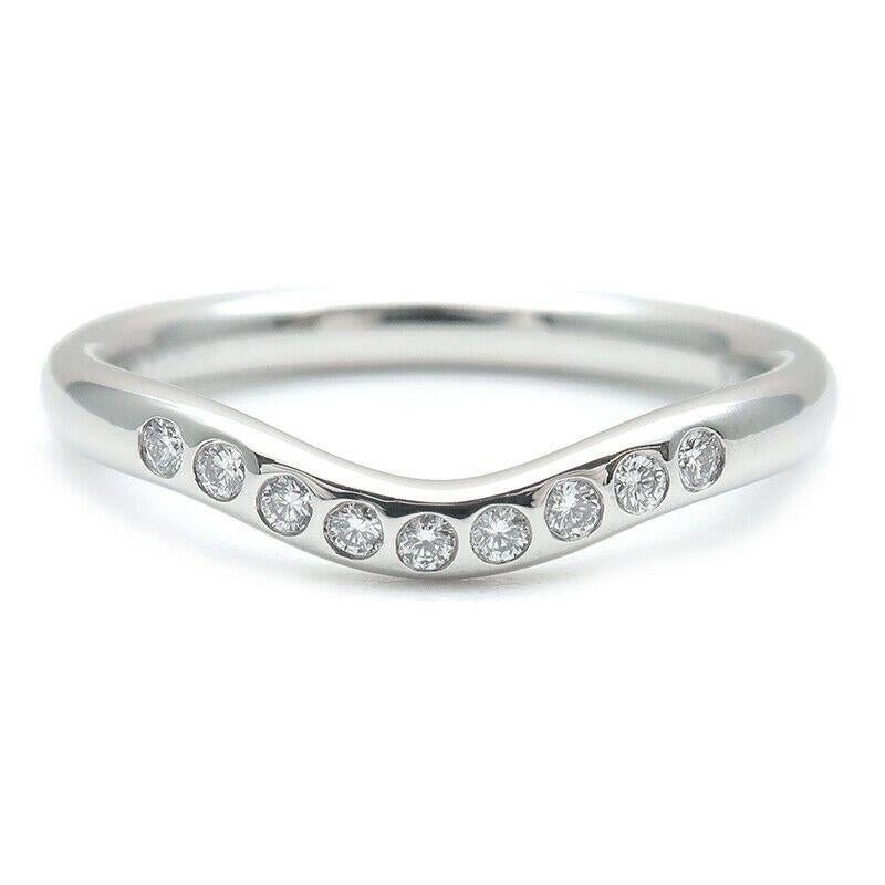 TIFFANY & Co. Elsa Peretti Alianza de Platino con Diamante Curvado de 2 mm 4 Corte redondo en venta