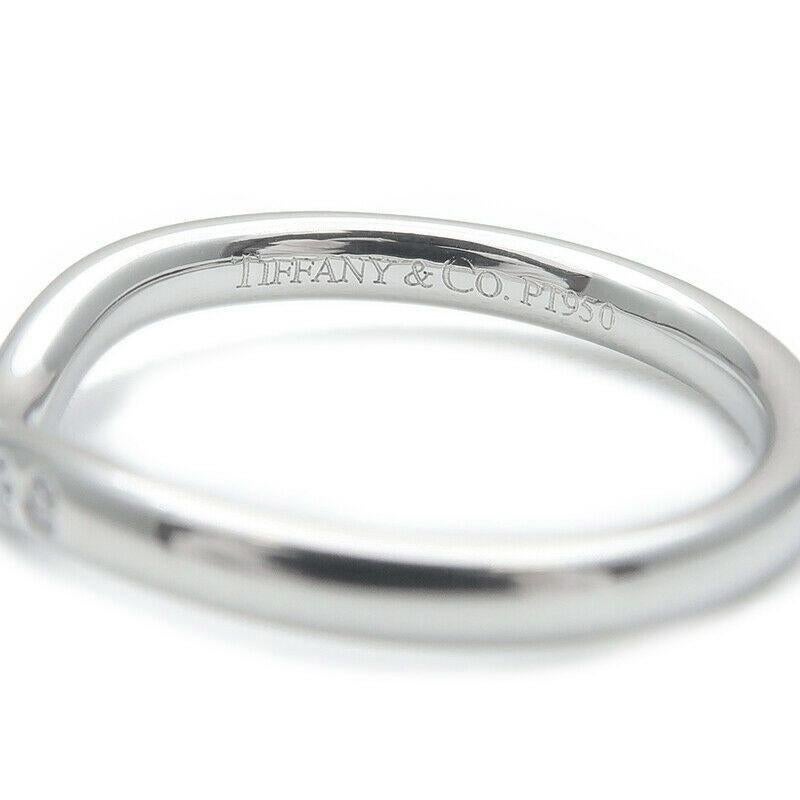 Women's TIFFANY & Co. Elsa Peretti Platinum Diamond 2mm Curved Wedding Band Ring 4 For Sale