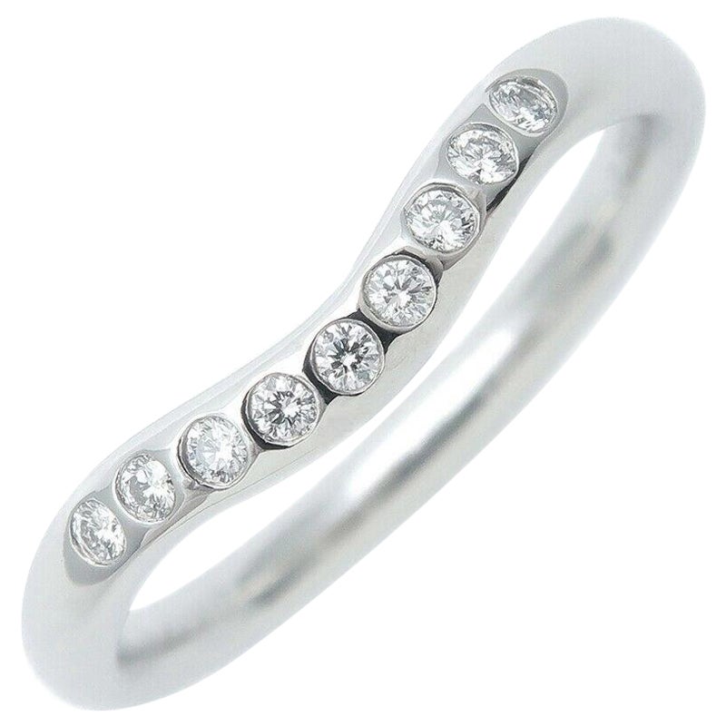 TIFFANY & Co. Elsa Peretti, anello di platino con diamante da 2 mm e fascia nuziale curva 4 in vendita