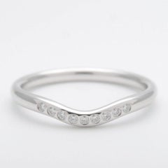 TIFFANY & Co. Elsa Peretti Platinum Diamond 2mm Curved Wedding Band Ring 5 New