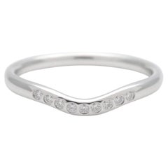 TIFFANY & Co. Elsa Peretti Platinum Diamond 2mm Curved Wedding Band Ring 5 New