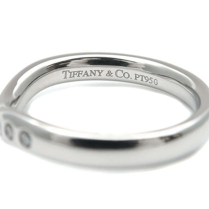 Women's TIFFANY & Co. Elsa Peretti Platinum Diamond 3mm Curved Wedding Band Ring 4.5 For Sale