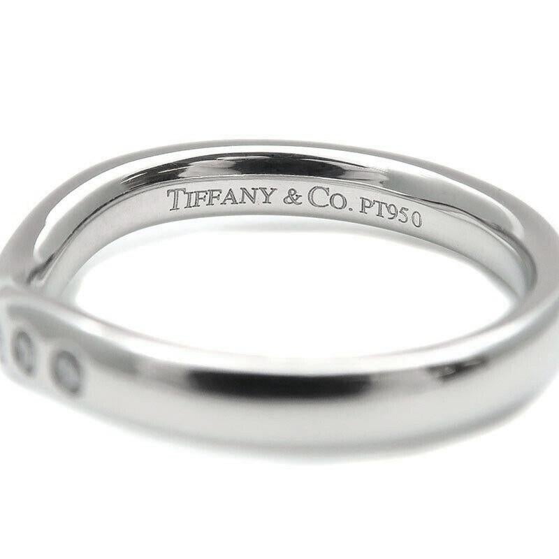 TIFFANY & Co. Elsa Peretti Platine .10ct Diamond 3mm Curved Band Ring 4.5 1