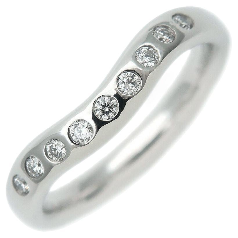 TIFFANY & Co. Elsa Peretti Platinum Diamond 3mm Curved Wedding Band Ring 4.5 For Sale