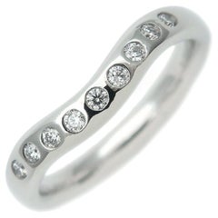 TIFFANY & Co. Elsa Peretti, bague d'alliance incurvée en platine avec diamants de 3 mm, taille 4,5