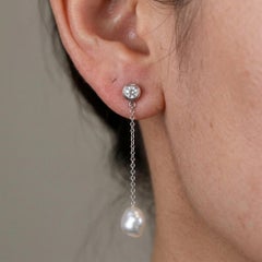 Tiffany & Co. Elsa Platinum Diamond and Pearl Dangle Earrings