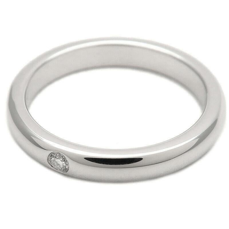TIFFANY & Co. Elsa Peretti Platinum Diamond Band Ring 4 In Excellent Condition For Sale In Los Angeles, CA