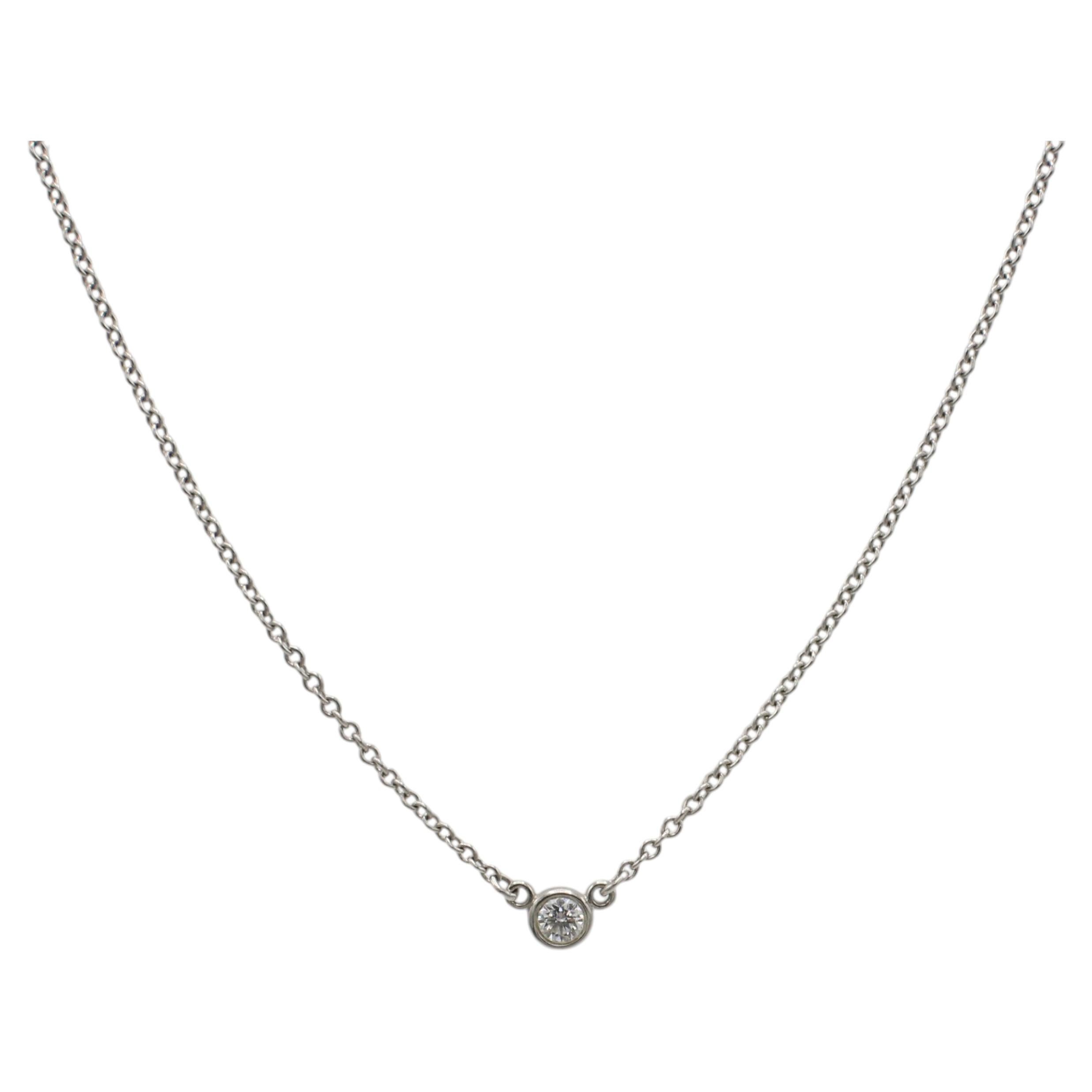 Tiffany & Co. Elsa Peretti Platinum Diamond By The Yard Pendant Drop Necklace