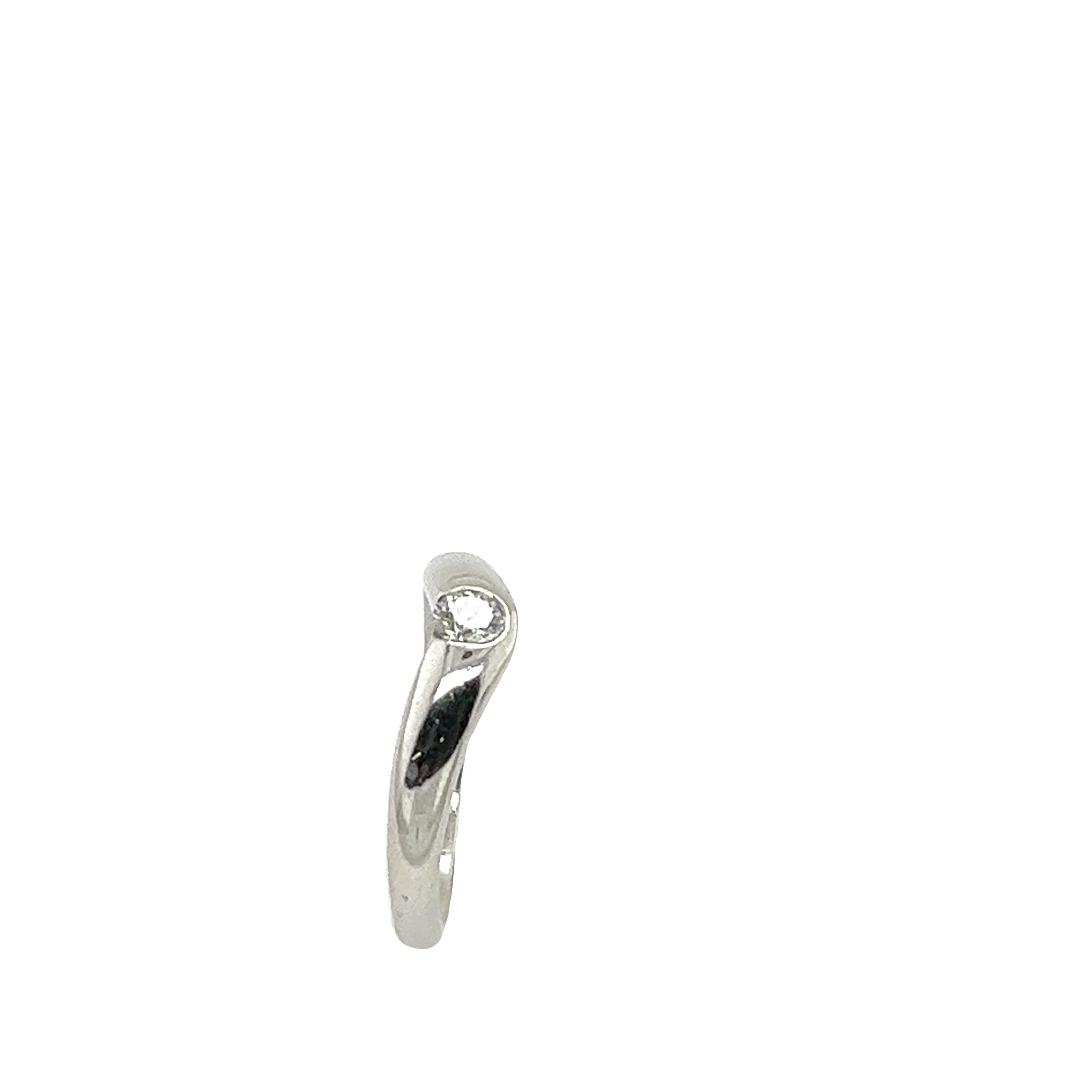 Women's Tiffany & Co Elsa Peretti Platinum & Diamond curved ring set with 0.18ct diamond For Sale