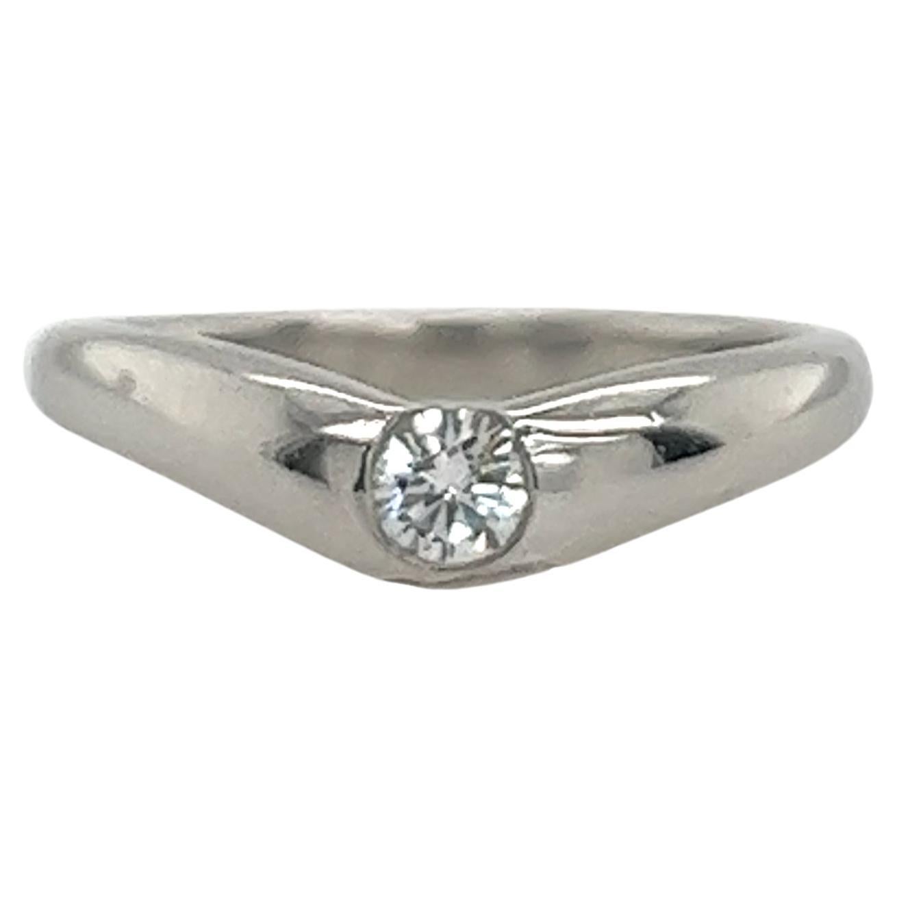 Tiffany & Co Elsa Peretti Platinum & Diamond curved ring set with 0.18ct diamond For Sale