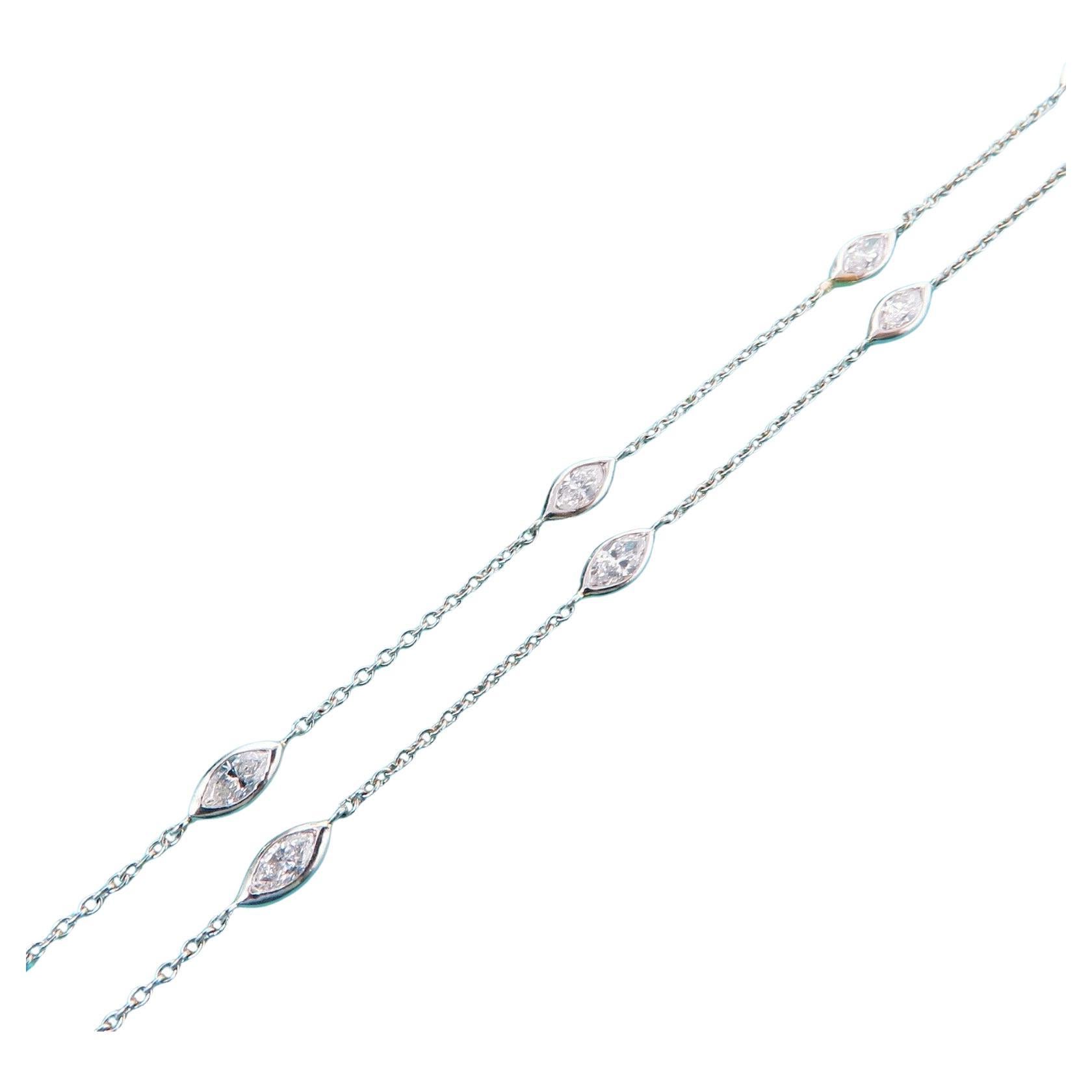 Round Cut Tiffany & Co. Elsa Peretti Platinum Diamond Necklace For Sale