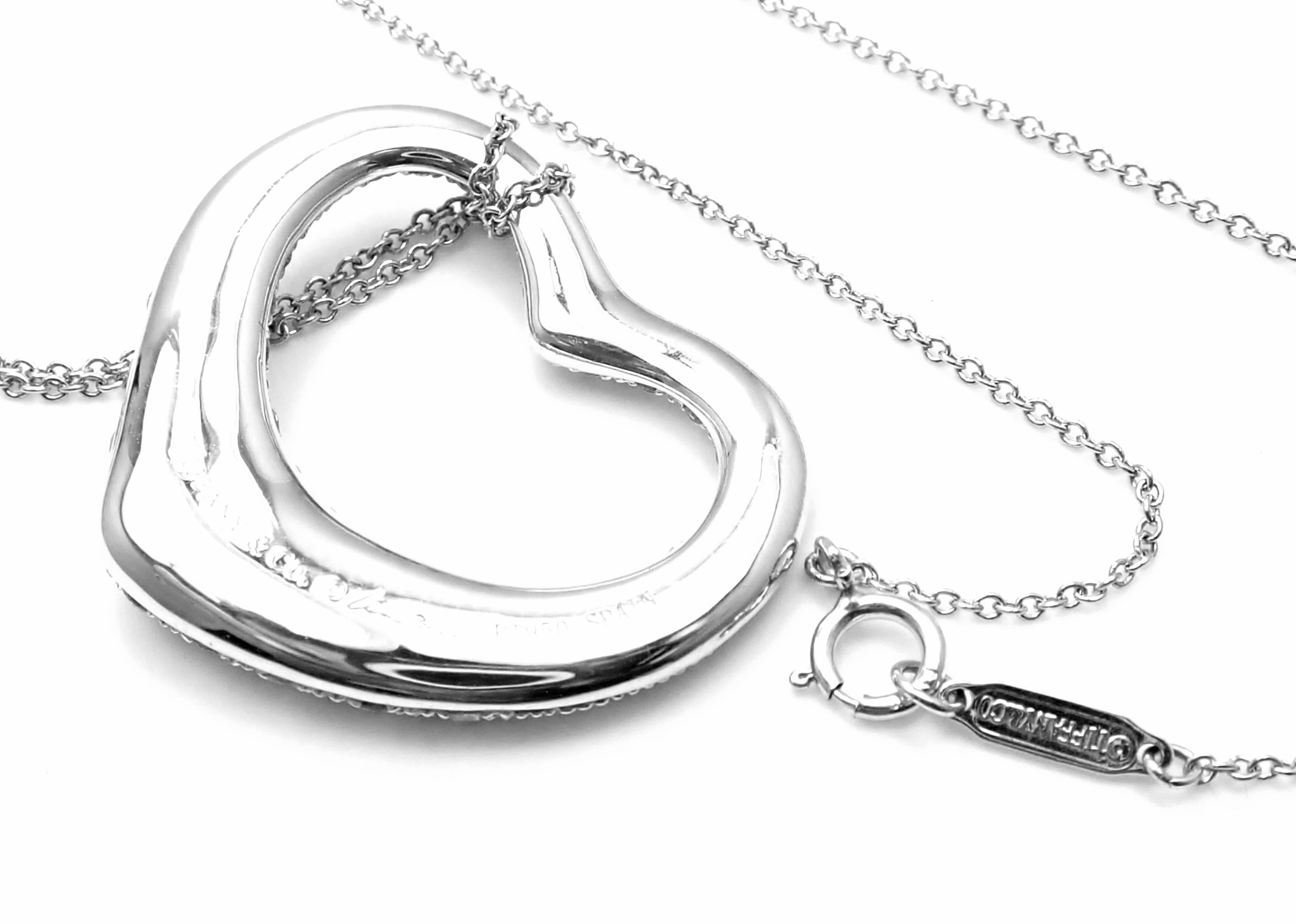 Tiffany & Co. Elsa Peretti Platinum Diamond Open Heart Pendant Necklace 5