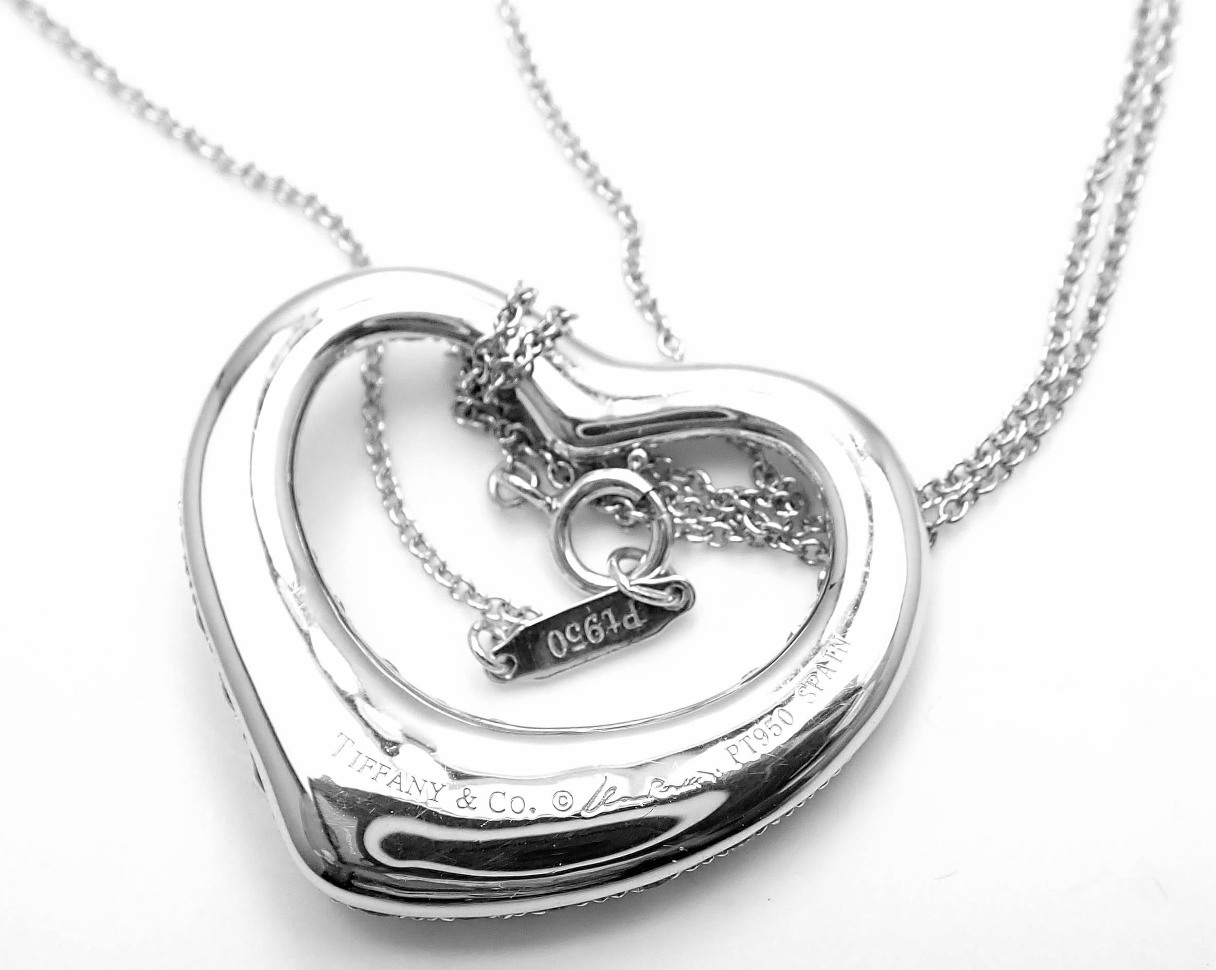 Women's Tiffany & Co. Elsa Peretti Platinum Diamond Open Heart Pendant Necklace