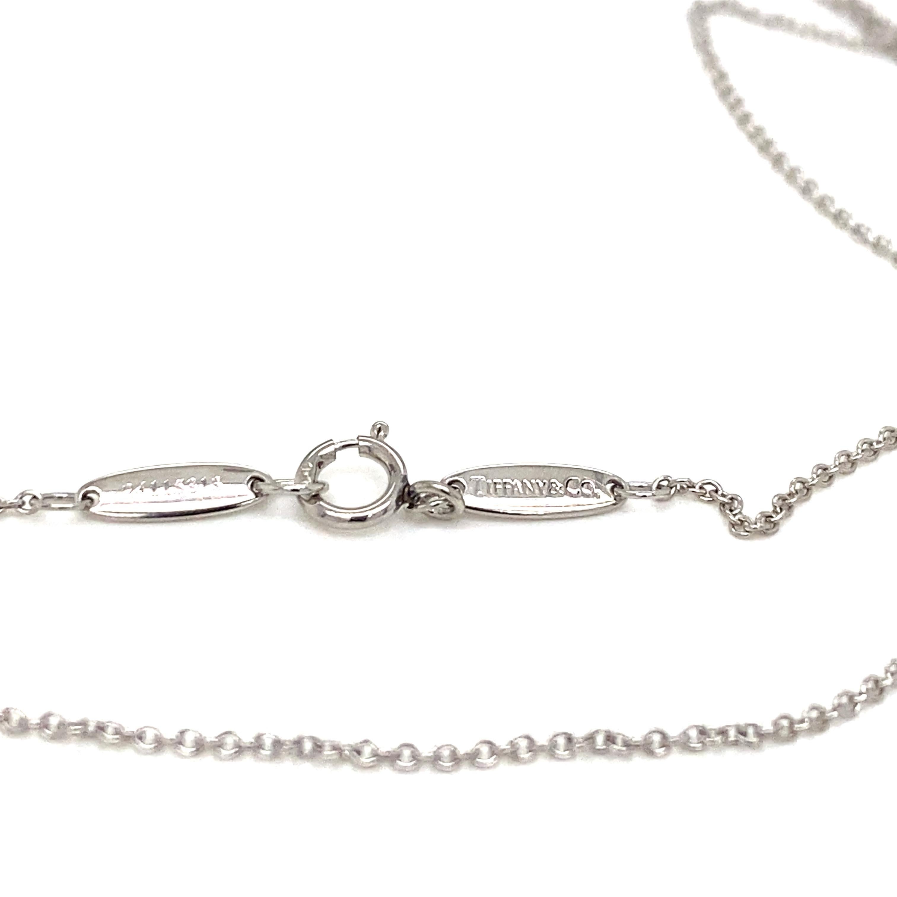 Round Cut Tiffany & Co. Elsa Peretti Platinum Diamond Solitaire Pendant Necklace For Sale