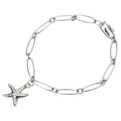 Vintage TIFFANY & Co. Elsa Peretti Platinum Diamond Starfish Charm Oval Link Bracelet