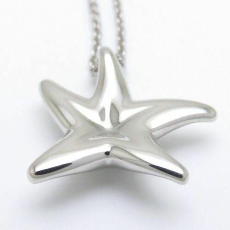 Women's TIFFANY & Co. Elsa Peretti Platinum Diamond Starfish Pendant Necklace For Sale