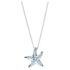 TIFFANY & Co. Elsa Peretti Platin-Halskette mit Diamant-Sternfisch-Anhänger