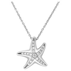 TIFFANY & Co. Elsa Peretti Platinum Diamond Starfish Pendant Necklace
