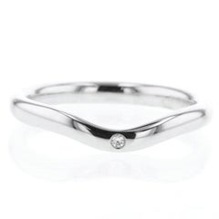 TIFFANY & Co. Elsa Peretti Platinum One Diamond Curved Wedding Band Ring 5