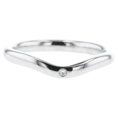 TIFFANY & Co. Elsa Peretti Platinum One Diamond Curved Wedding Band Ring 5