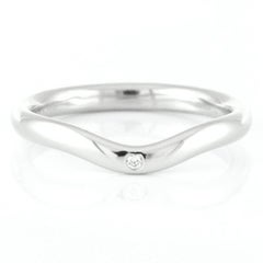 TIFFANY & Co. Elsa Peretti Platinum One Diamond Curved Wedding Band Ring 5.5