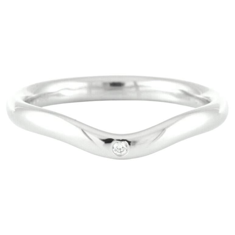 TIFFANY & Co. Elsa Peretti Platinum One Diamond Curved Wedding Band Ring 5.5 en vente