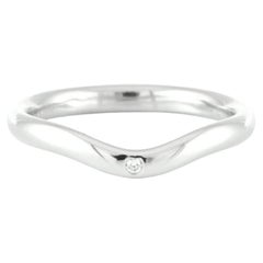 TIFFANY & Co. Elsa Peretti Platinum One Diamond Curved Wedding Band Ring 5.5