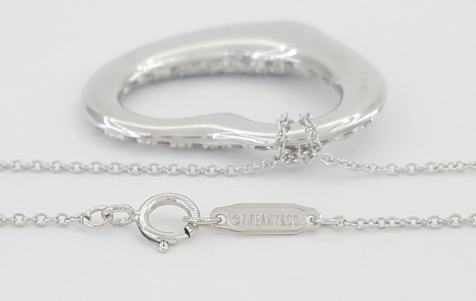 Tiffany & Co. Elsa Peretti Collier en platine avec diamant en forme de cœur ouvert 2 carats 17