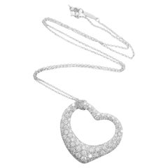 Tiffany & Co. Elsa Peretti Platinum Open Heart Diamond Necklace 2 Carat 17"