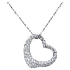 Tiffany & Co. Elsa Peretti Platinum Pavé Diamond Heart Pendant Necklace This st