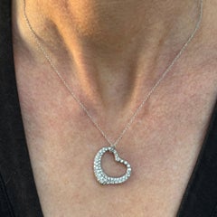 Tiffany & Co. Elsa Peretti Platinum Pavé Diamond Open Heart Pendant Necklace