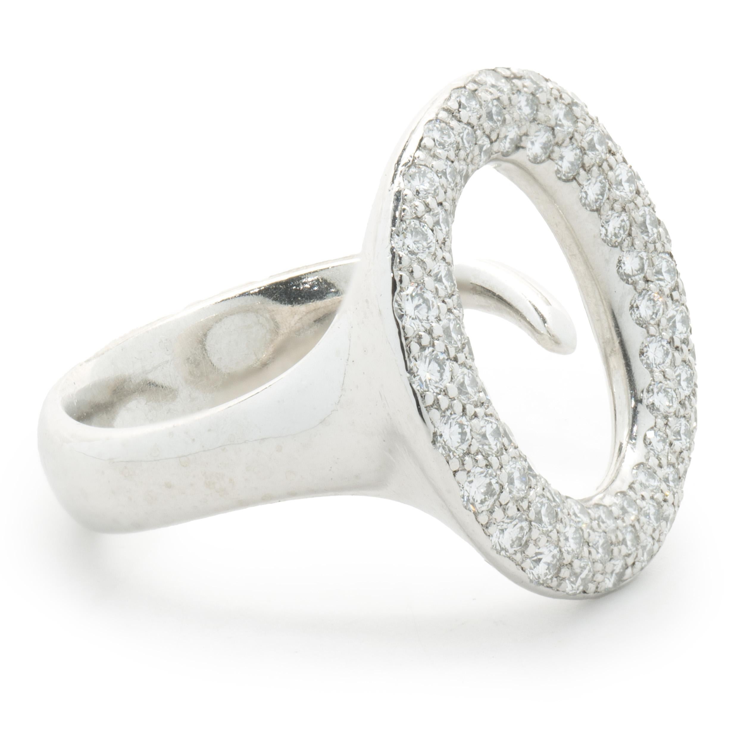 Round Cut Tiffany & Co. Elsa Peretti Platinum Pave Diamond Sevilana Ring For Sale