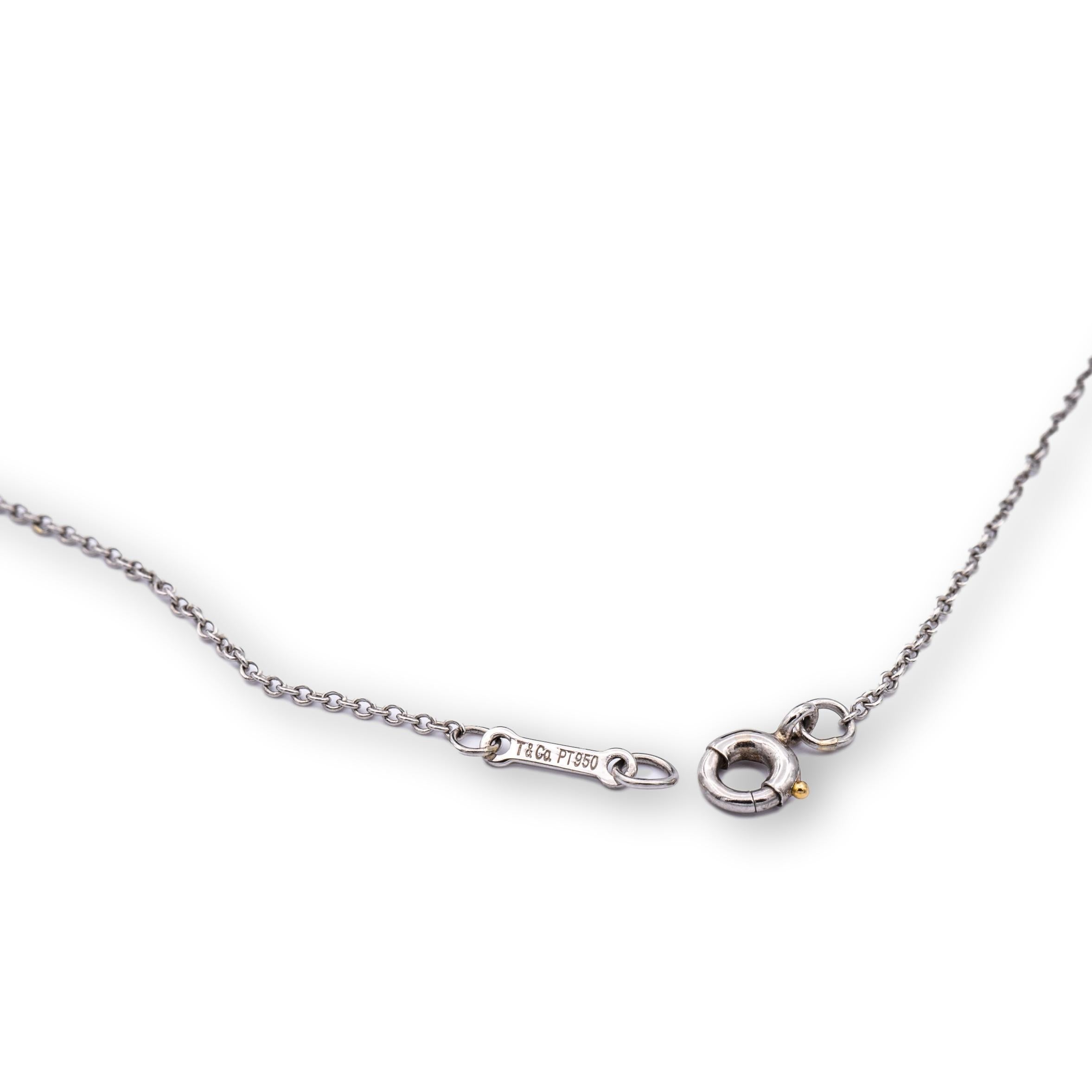 Tiffany & Co. pearls by the yard necklace designed by Elsa Peretti finely crafted in platinum featuring seven freshwater cultured pink pearl stations on a delicate 16