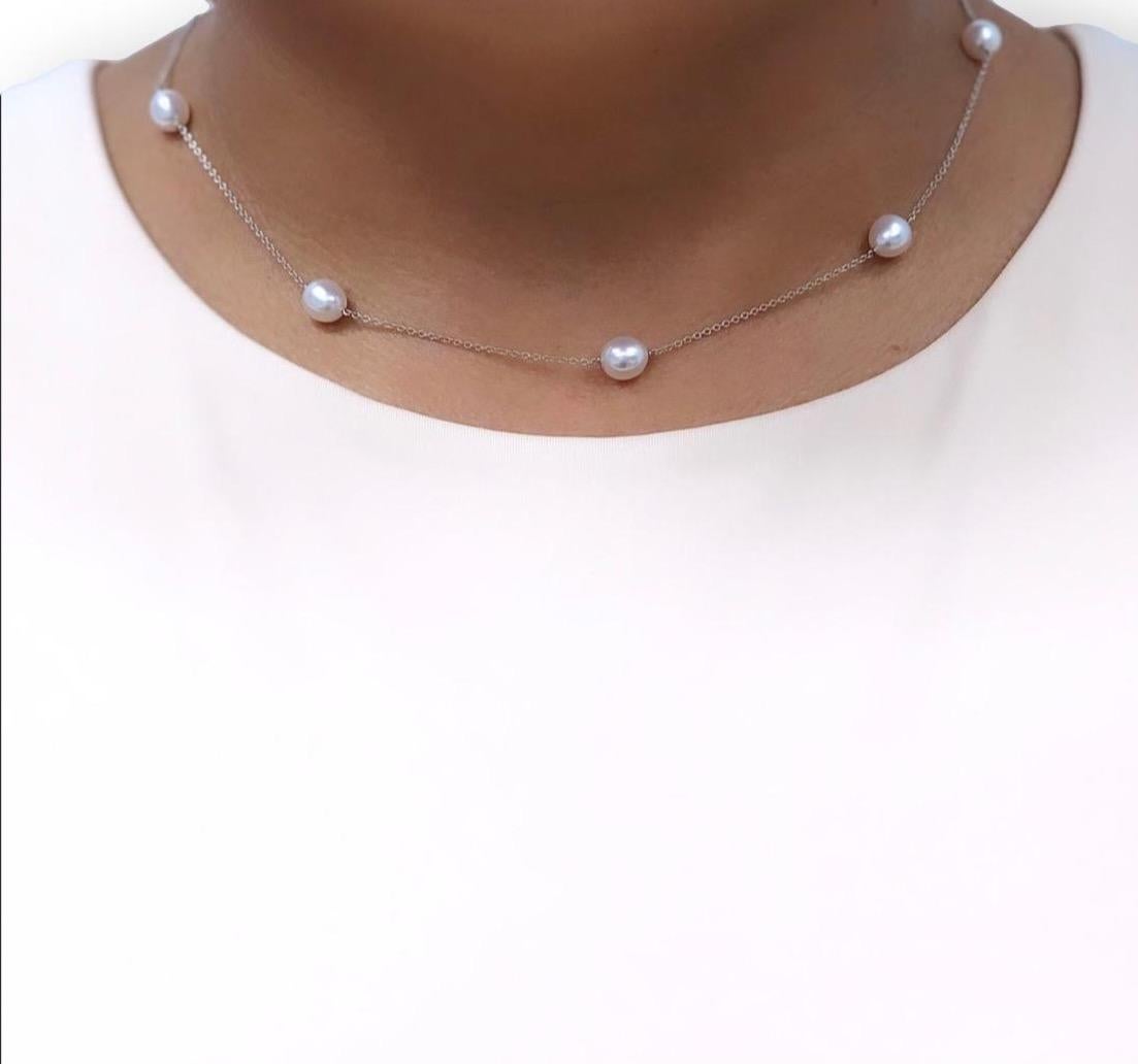 Women's Tiffany & Co. Elsa Peretti Platinum Pearls by the Yard Necklace w /Rec