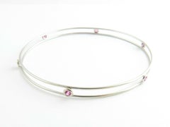 Tiffany & Co. Elsa Peretti Platinum Pink Sapphire by The Yard Bangle Bracelet