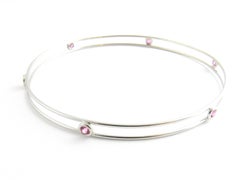 Tiffany & Co. Elsa Peretti Platinum Pink Sapphire by the Yard Bangle Bracelet